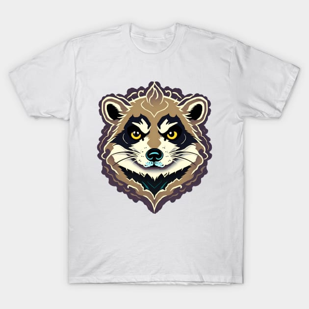 Adorable Raccoon Comic Cameo T-Shirt by Obotan Mmienu